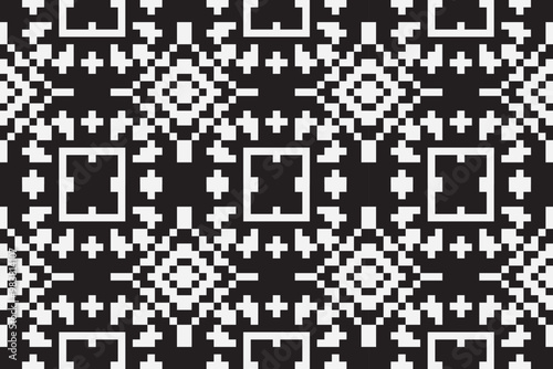 Ethnic seamless monochrome pattern. Aztec geometric background. Tribal print. Navajo fabric. Modern abstract wallpaper. Vector illustration.