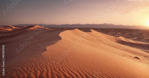 Majestic photo of a desert landscape with dunes at sunset