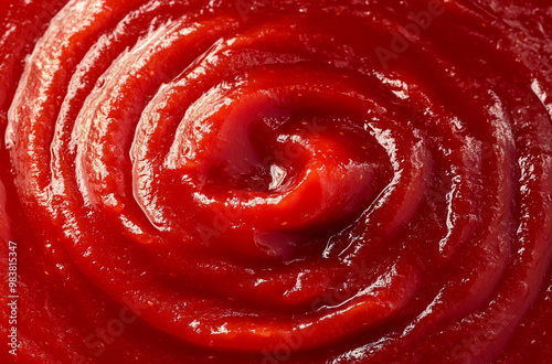 Close-up of a ketchup swirl