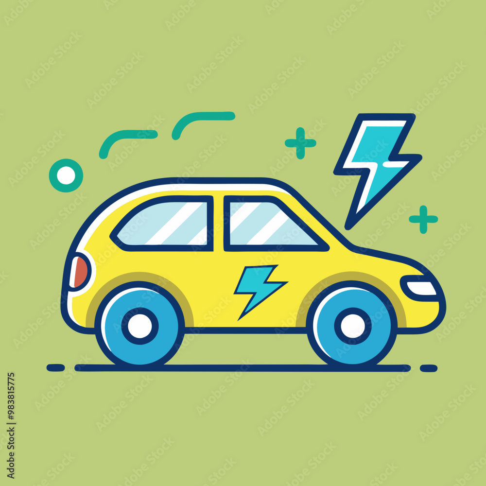 Naklejka premium Electric car icon in modern style vector illustration 