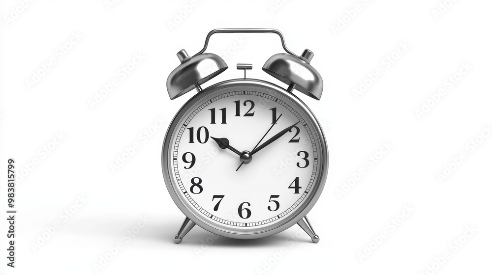 Classic Alarm Clock on White Background Classic Alarm Clock on White Background