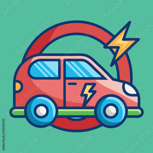 Electric car icon in modern style vector illustration
