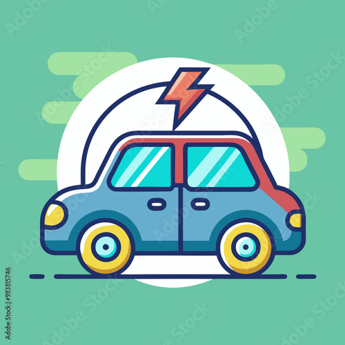 Electric car icon in modern style vector illustration
