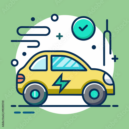 Electric car icon in modern style vector illustration
