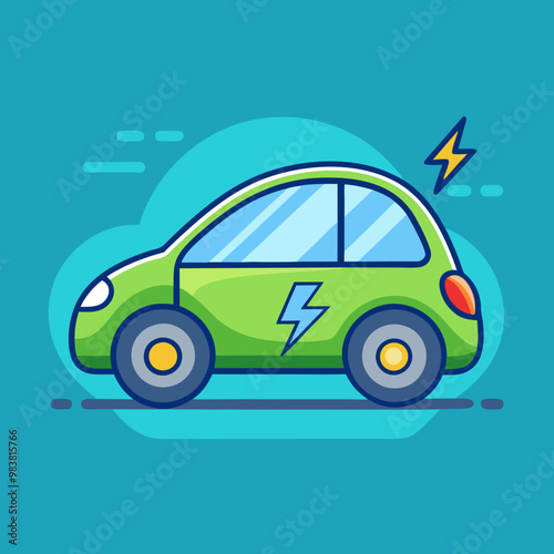 Electric car icon in modern style vector illustration
