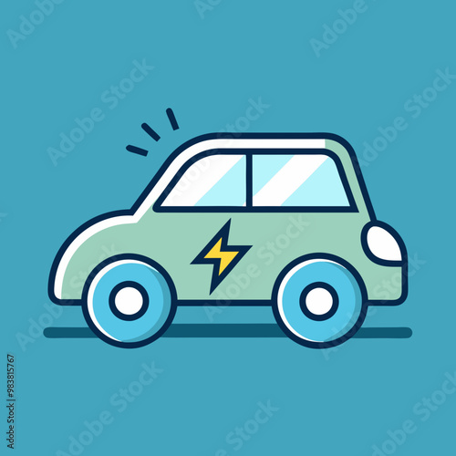Electric car icon in modern style vector illustration

