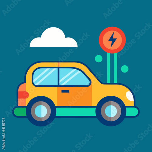 Electric car icon in modern style vector illustration
