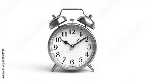 Classic Alarm Clock on White Background