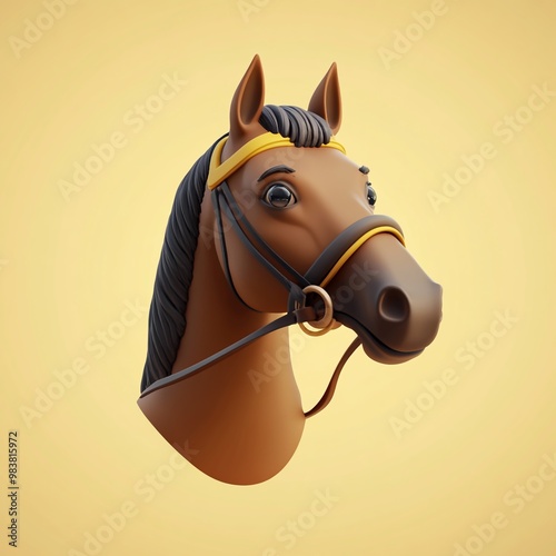 3D Racing Icon: Competitive Horse Racing Illustration Logo