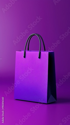 Vibrant Purple Shopping Bag on Colorful Background