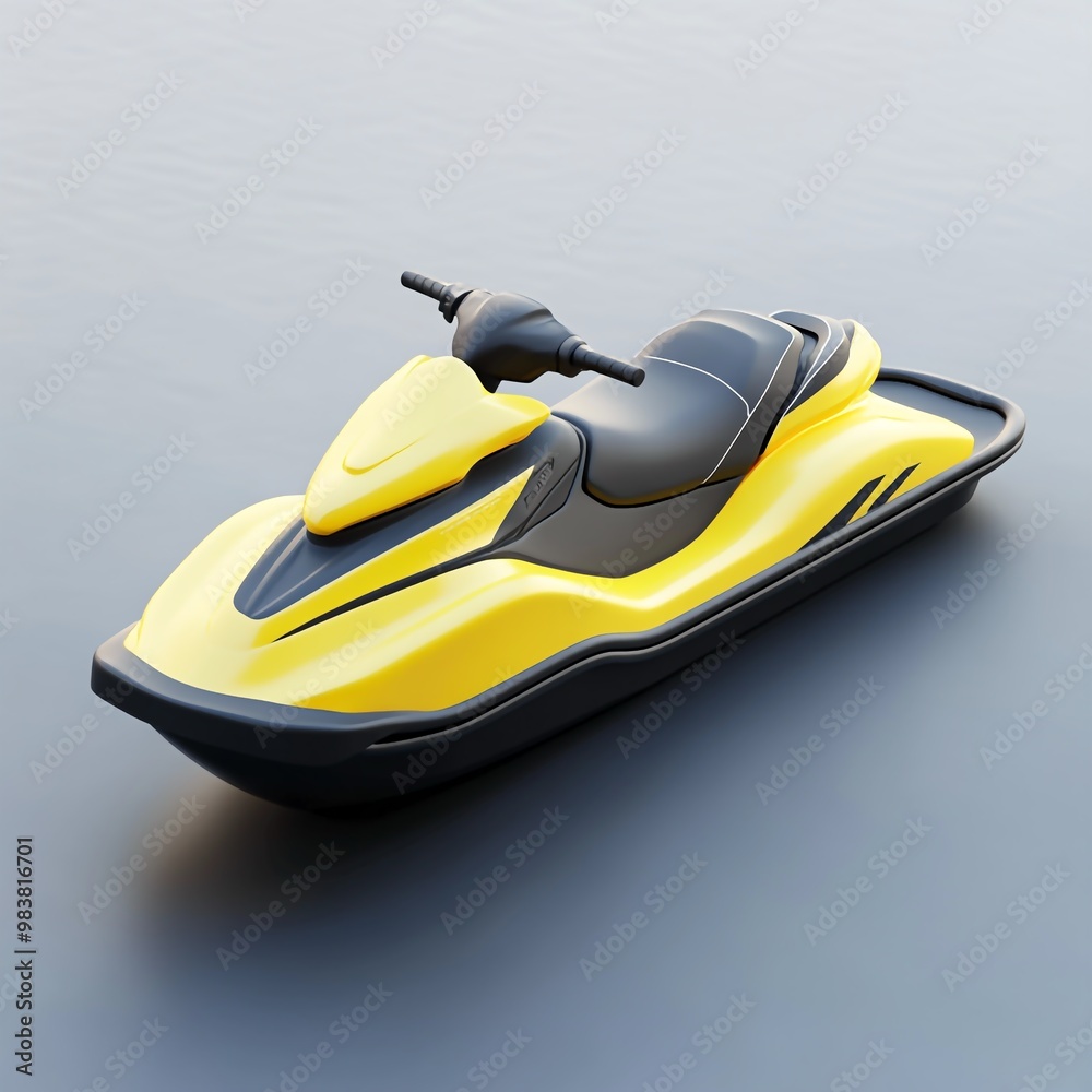 Naklejka premium 3D Jet Ski Icon: Watercraft for Fun and Adventure Illustration Logo