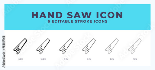 Hand saw line icon symbol. Logo. Icon vector illustration with editable stroke.