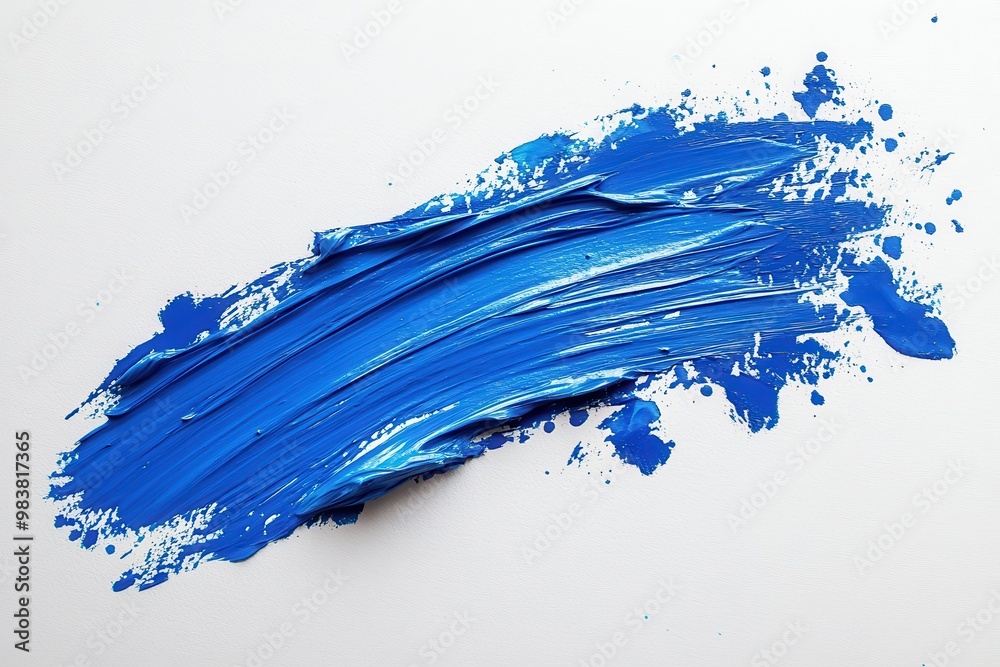 A simple yet striking image of a broad, textured brushstroke in vibrant blue paint A simple yet striking image of a broad, textured brushstroke in vibrant blue paint