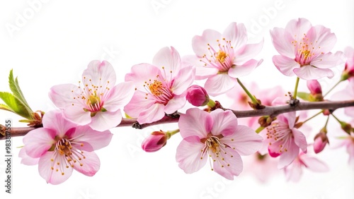 Aerial view of cherry blossom flower isolated on white background