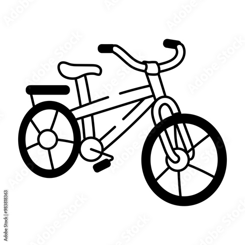 An icon of pedal bike in doodle style 