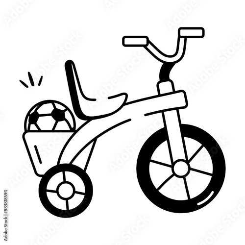 Hand drawn icon of kids tricycle 
