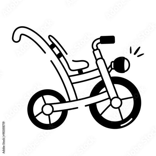 A sketchy icon of baby tricycle 
