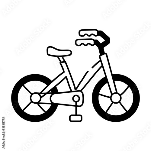 Hand drawn icon of sports bicycle 