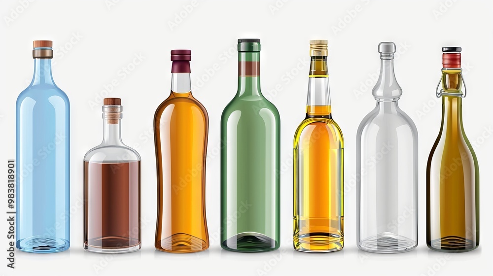 Crystal Clear: Versatile Vector Illustrations of Empty Glass Bottles Crystal Clear: Versatile Vector Illustrations of Empty Glass Bottles
