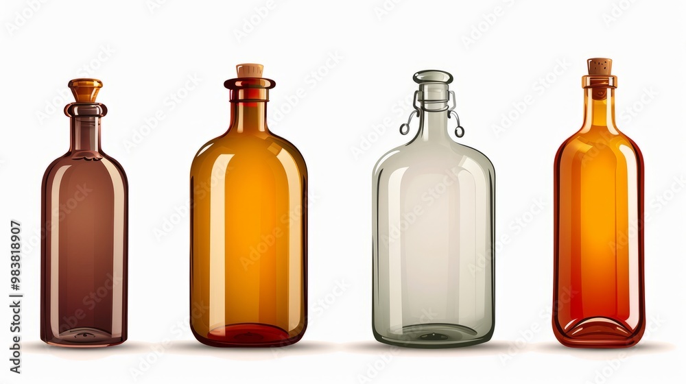 Elegant Simplicity: Vector Collection of Empty Glass Bottle Designs Elegant Simplicity: Vector Collection of Empty Glass Bottle Designs