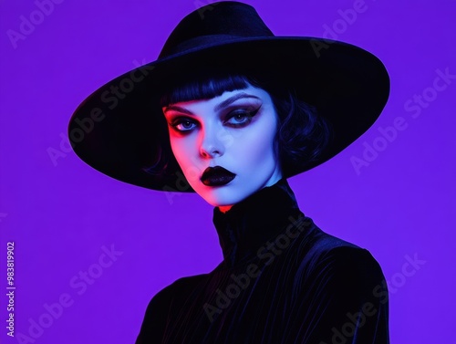 Mysterious Portrait of a Woman with Bold Makeup