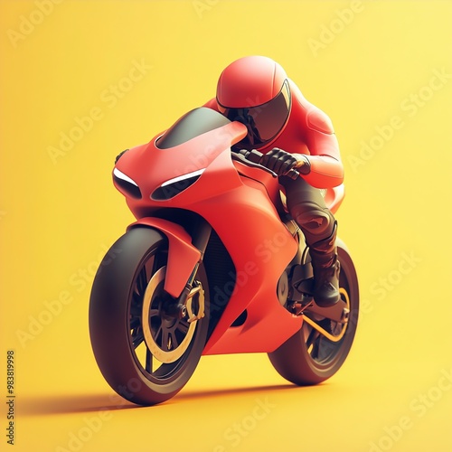 3D Racing Icon: High Speed Motorbike Competition Illustration Logo photo