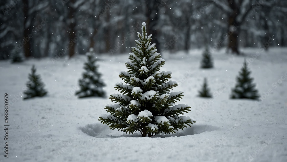 Christmas tree in snow. Christmas tree in snow.