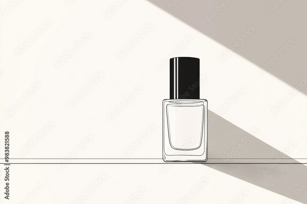 A minimalist composition featuring a sleek nail polish bottle, perfect for beauty and fashion themed projects. A minimalist composition featuring a sleek nail polish bottle, perfect for beauty and fashion themed projects.