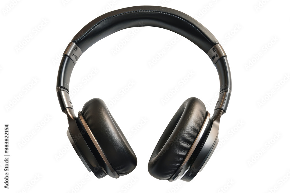 Stylish and modern wireless headphones resting on a flat surface showcasing a sleek design suitable for music lovers and audiophiles at home or on the go Stylish and modern wireless headphones resting on a flat surface showcasing a sleek design suitable for music lovers and audiophiles at home or on the go