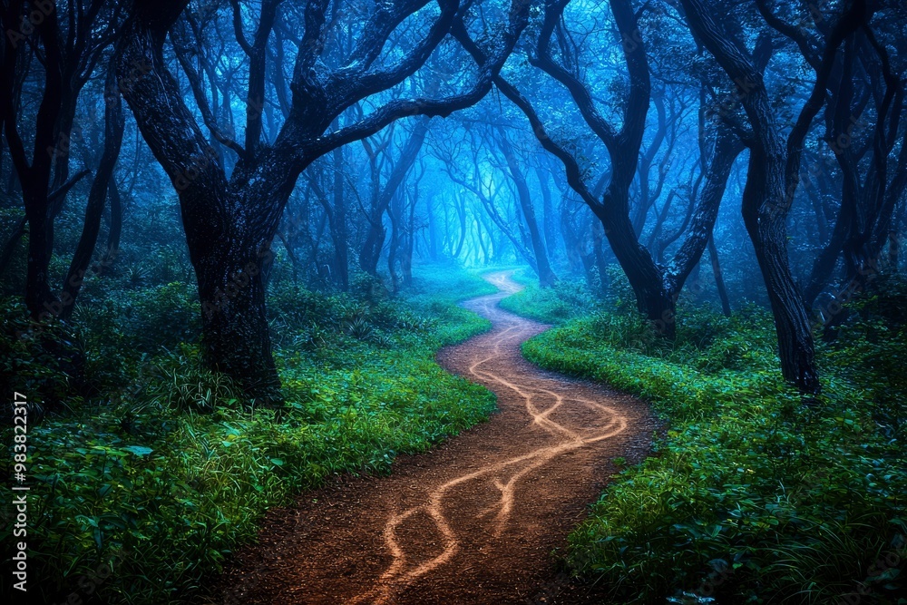 Fototapeta premium A Winding Path Through a Misty Forest