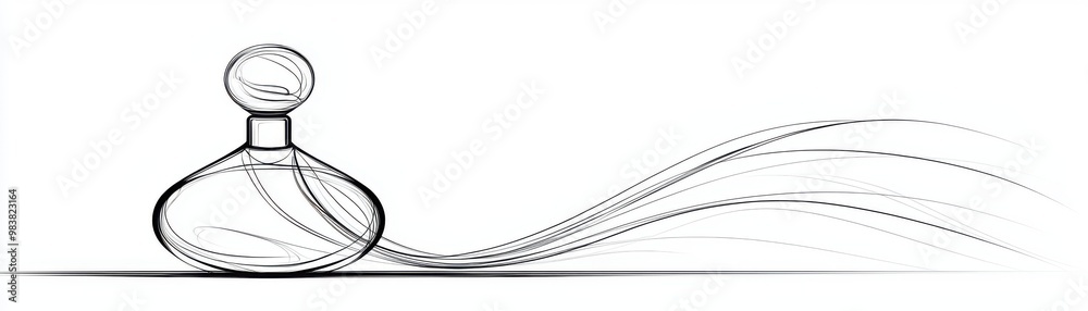 Elegant sketch of a perfume bottle with flowing fragrance, symbolizing luxury and sophistication in beauty. Elegant sketch of a perfume bottle with flowing fragrance, symbolizing luxury and sophistication in beauty.