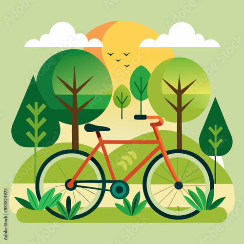 Green nature eco bike vector illustration
