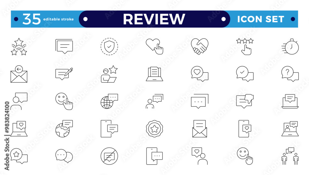Review ,Feedback, testimonial, customer thin line icons For website marketing design, logo, app, template, ui, etc. Editable stroke outline icon.
Review ,Feedback, testimonial, customer thin line icons For website marketing design, logo, app, template, ui, etc. Editable stroke outline icon.
