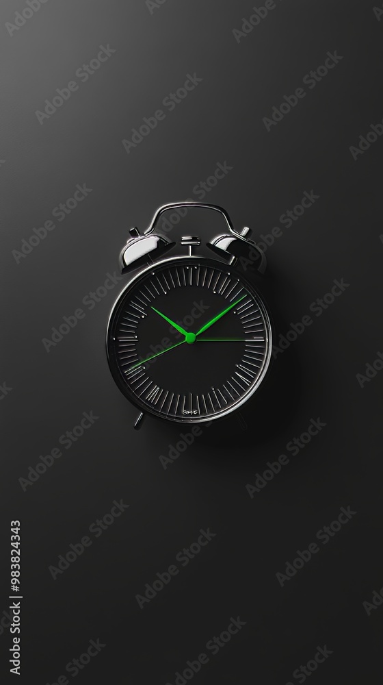 Tick Tock Day. alarm clock on a green and black background Tick Tock Day. alarm clock on a green and black background