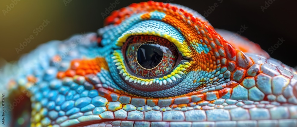 Obraz premium Colorful Close-up of a Lizard's Eye Detail