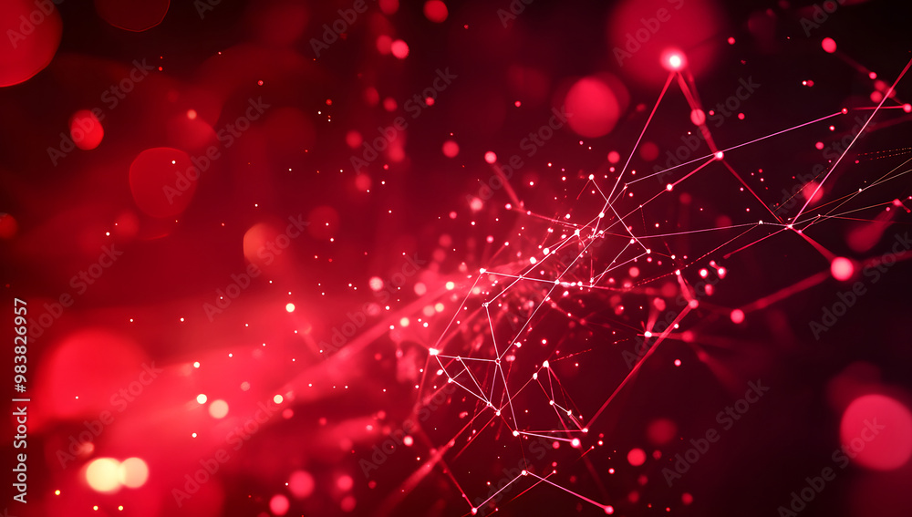 Fototapeta premium Futuristic Red Digital Wave - Abstract Data Flow and Technology Background