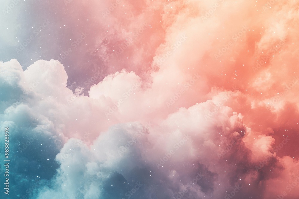 An image with clouds and stars exploding outward in soft pastel colors. An image with clouds and stars exploding outward in soft pastel colors.