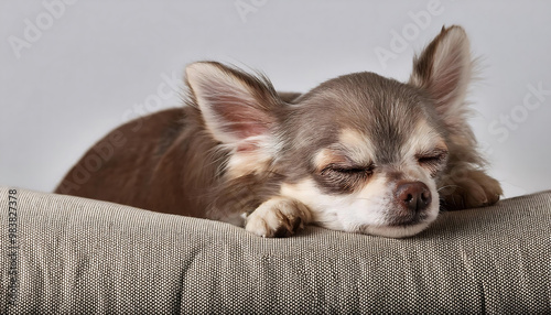 Charming Chihuahua Sleeping on a Cozy Sofa