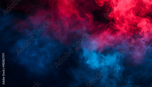 Abstract Red and Blue Smoke Swirls - Dynamic Colorful Smoke Art