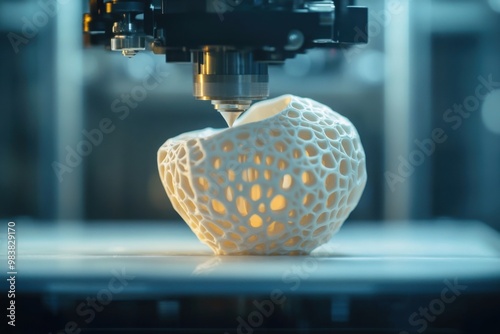 3D printer creating intricate object photo