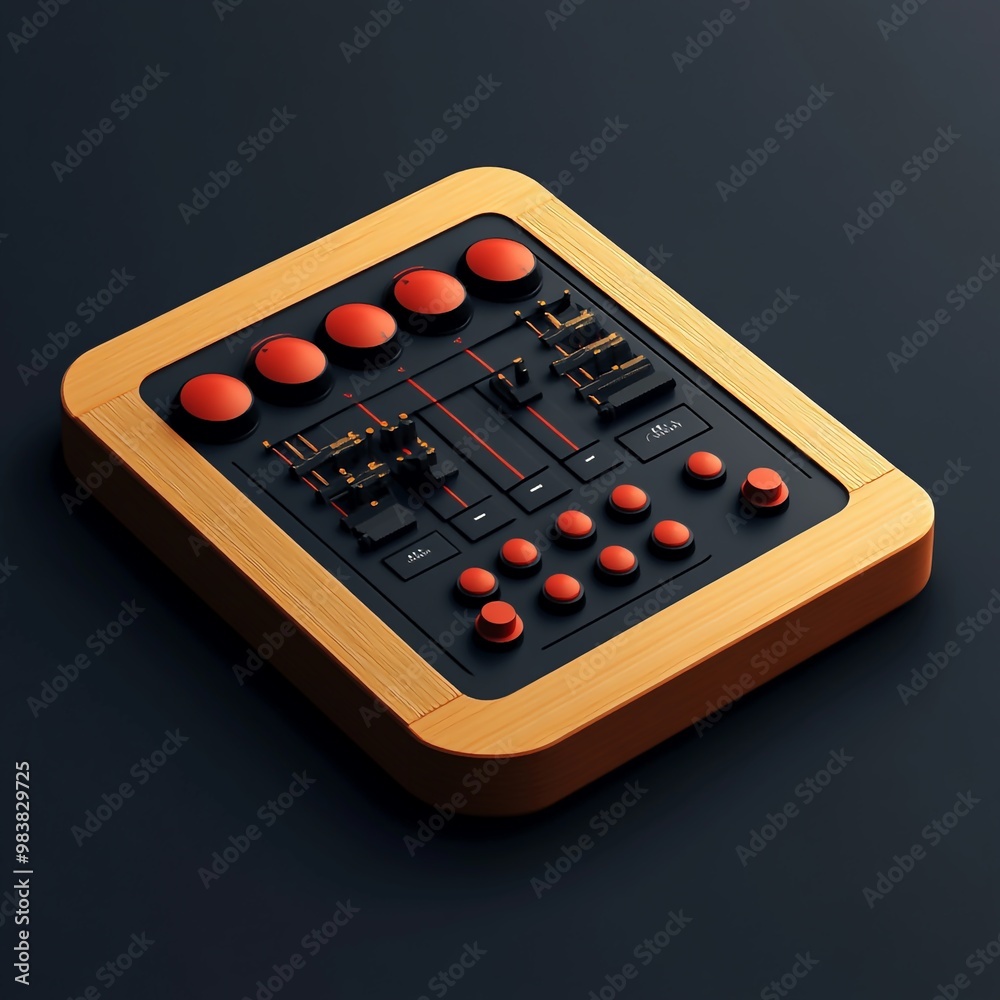 3D Soundboard Icon: Control Panel for Audio Illustration Logo 3D Soundboard Icon: Control Panel for Audio Illustration Logo