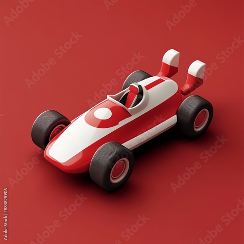 3D Racer Icon: High Speed Racing Vehicle Illustration Logo photo