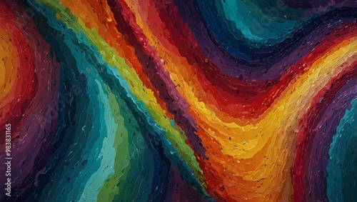 Colorful abstract jagged wave design with multicolor stripes.