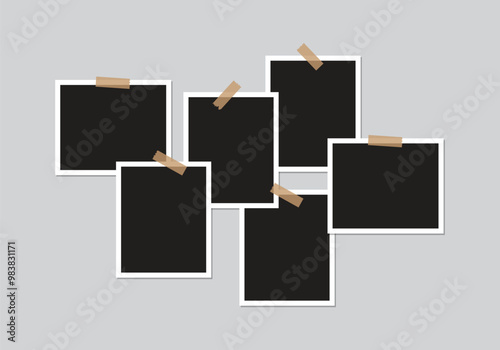 Vector polaroid frames realistic photo templates with shadows