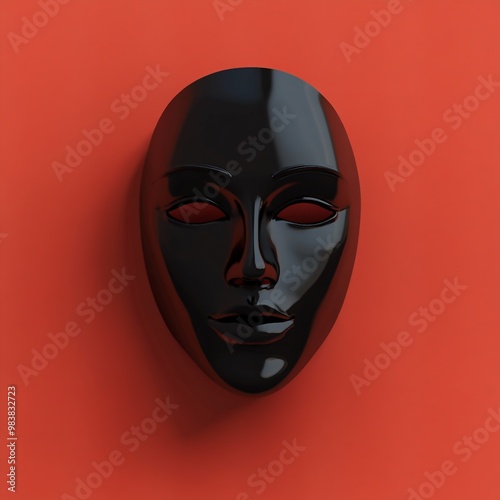 3D Mask Icon: Symbol of Drama and Theater Illustration Logo photo