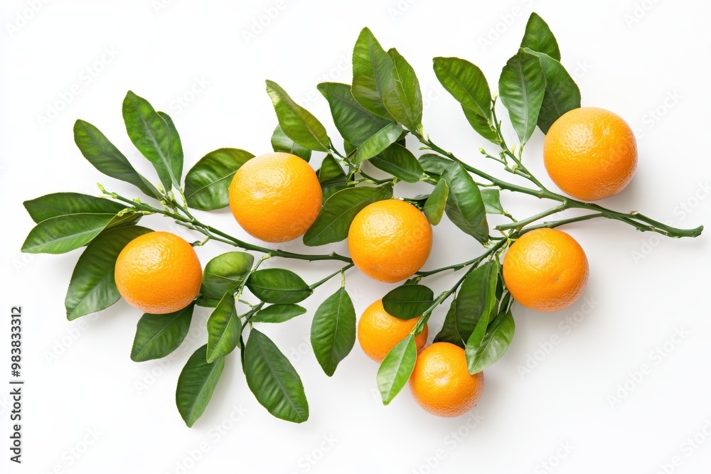 Several orange branches loaded with ripe isolated on white background Several orange branches loaded with ripe isolated on white background