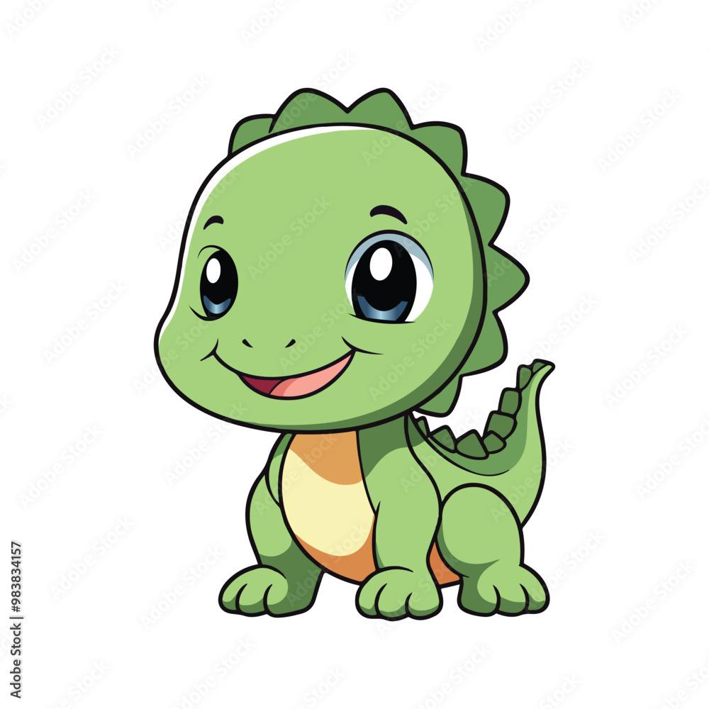 Fototapeta premium Cartoon vector icon of a cute baby dino