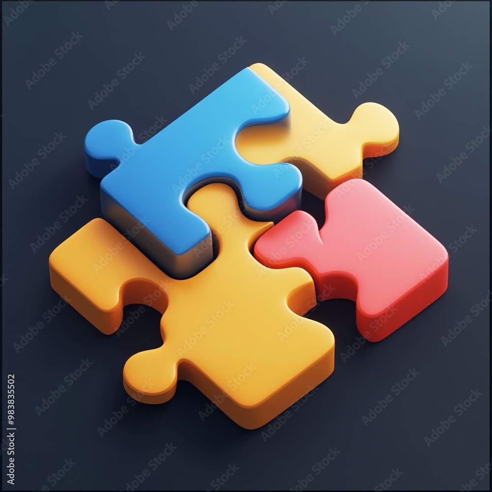 3D Puzzle Icon: Brain Teasing Game in VR Illustration Logo 3D Puzzle Icon: Brain Teasing Game in VR Illustration Logo