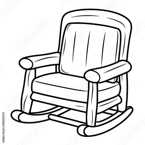 Classic rocking chair outline icon in vector format for furniture designs.