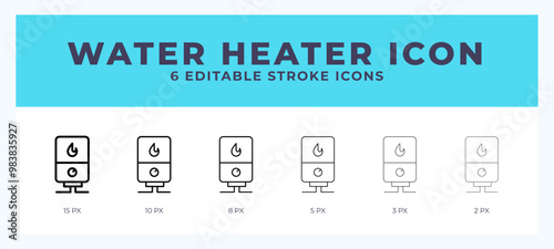 Water heater line icon symbol. Logo. Icon vector illustration with editable stroke.